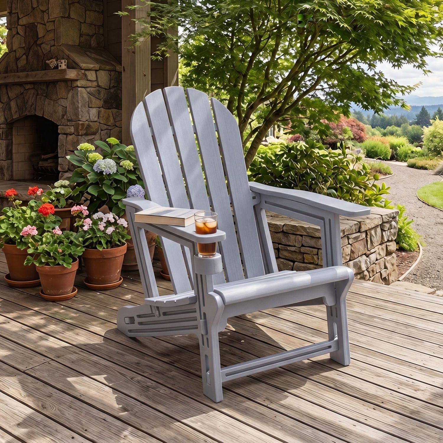 HDPE Adirondack Chair with Cup Holder - Weather Resistant