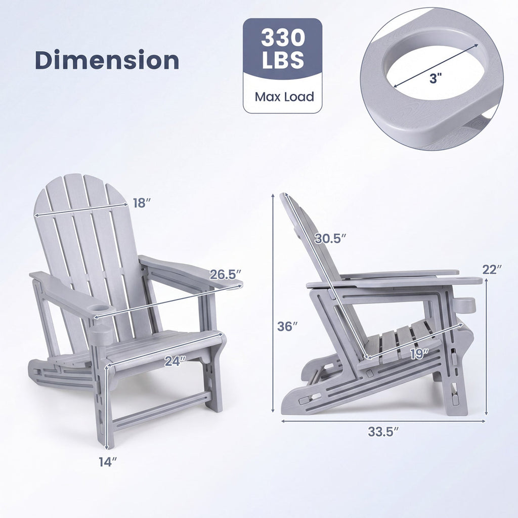 HDPE Adirondack Chair with Cup Holder - Weather Resistant