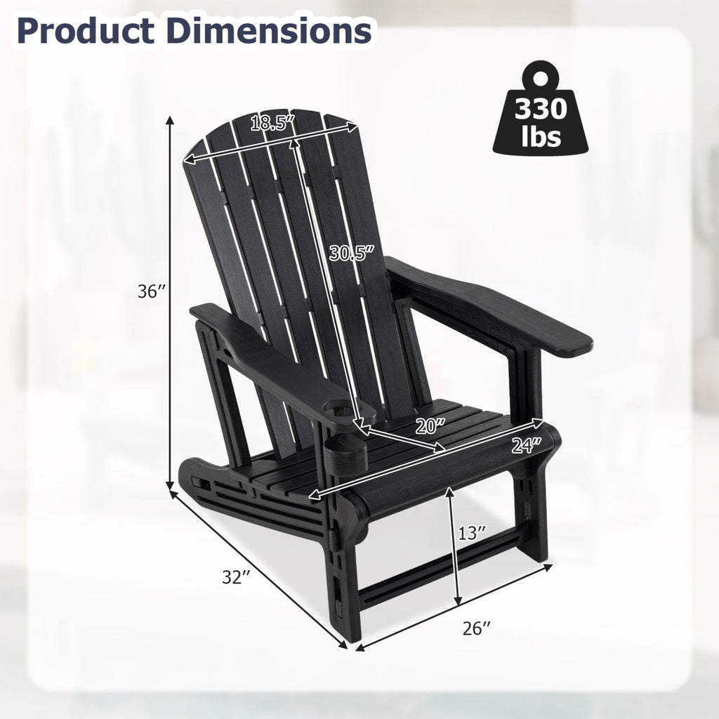 Adirondack Chair with Cup Holder - Weather-Resistant HDPE