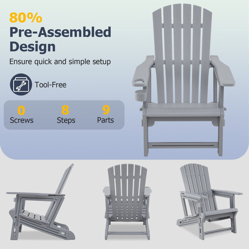 Adirondack Chair with Cup Holder - Weather-Resistant HDPE