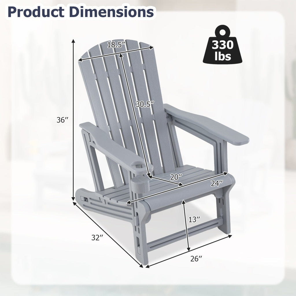 Adirondack Chair with Cup Holder - Weather-Resistant HDPE