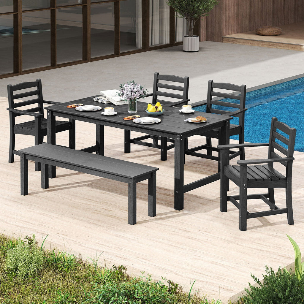 HDPE All Weather Patio Dining Chairs Set of 2 with Wide Armrests