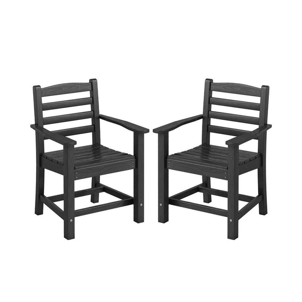 HDPE All Weather Patio Dining Chairs Set of 2 with Wide Armrests