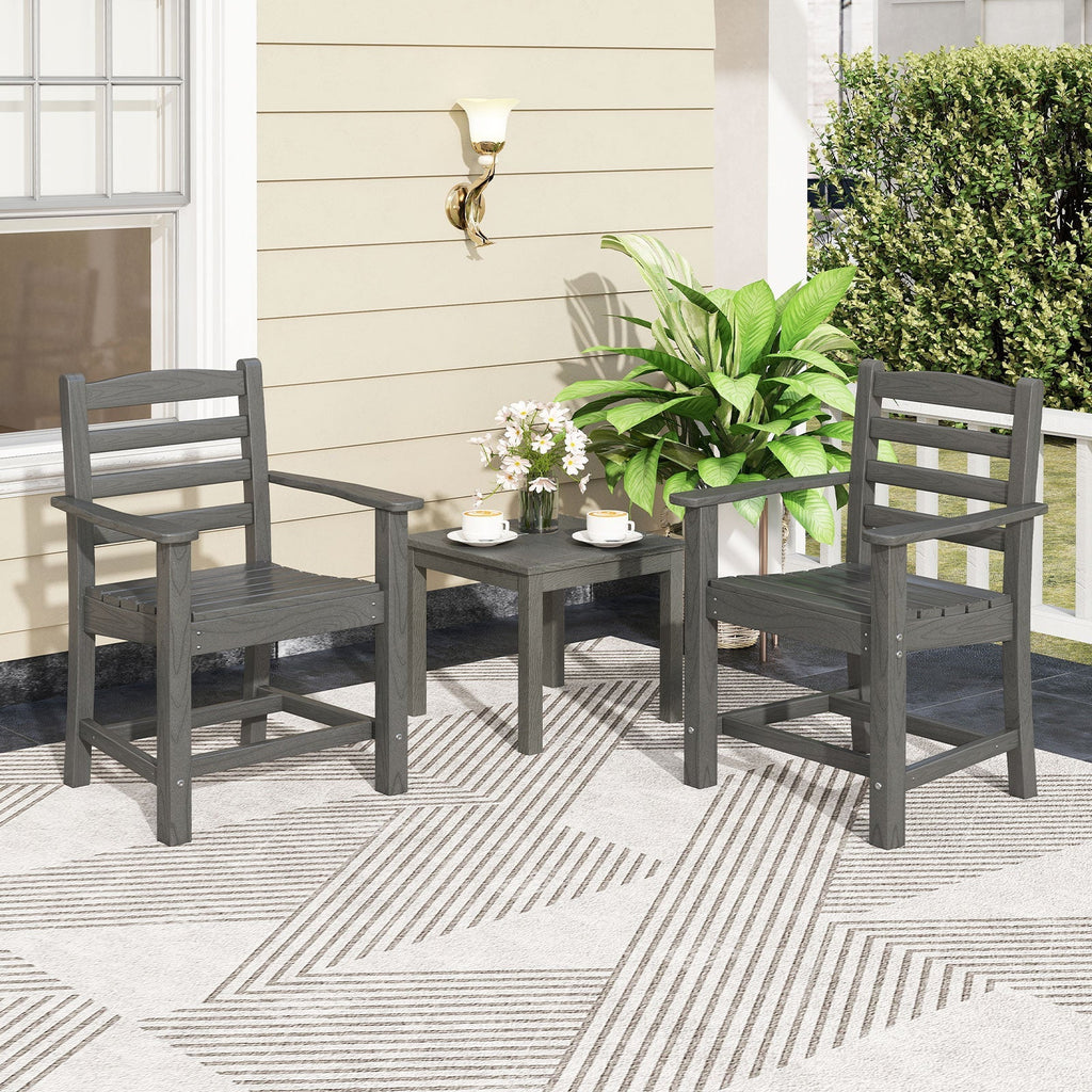 HDPE All Weather Patio Dining Chairs Set of 2 with Wide Armrests