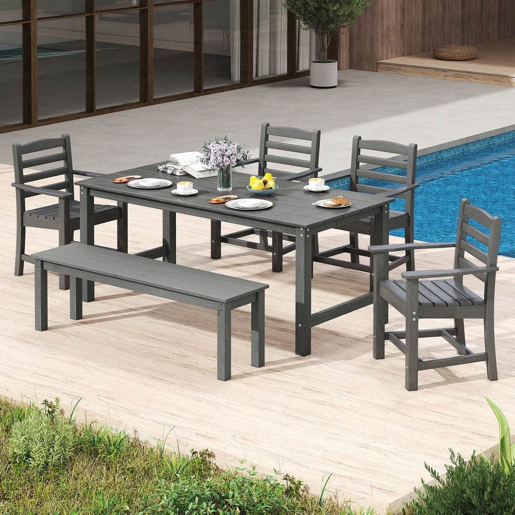 HDPE All Weather Patio Dining Chairs Set of 2 with Wide Armrests