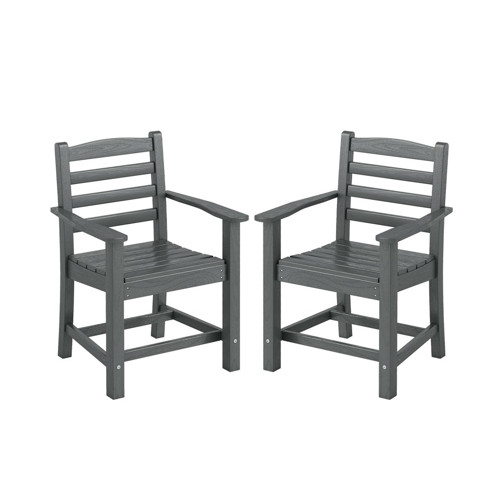 HDPE All Weather Patio Dining Chairs Set of 2 with Wide Armrests