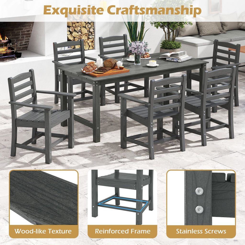 HDPE All Weather Patio Dining Chairs Set of 2 with Wide Armrests