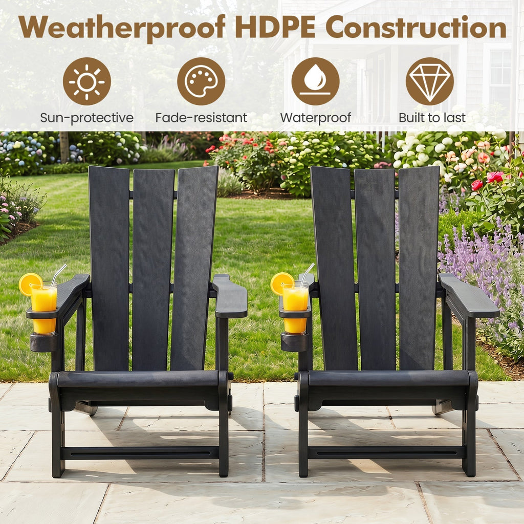 Adirondack Chair with Cup Holder - HDPE Outdoor Seating