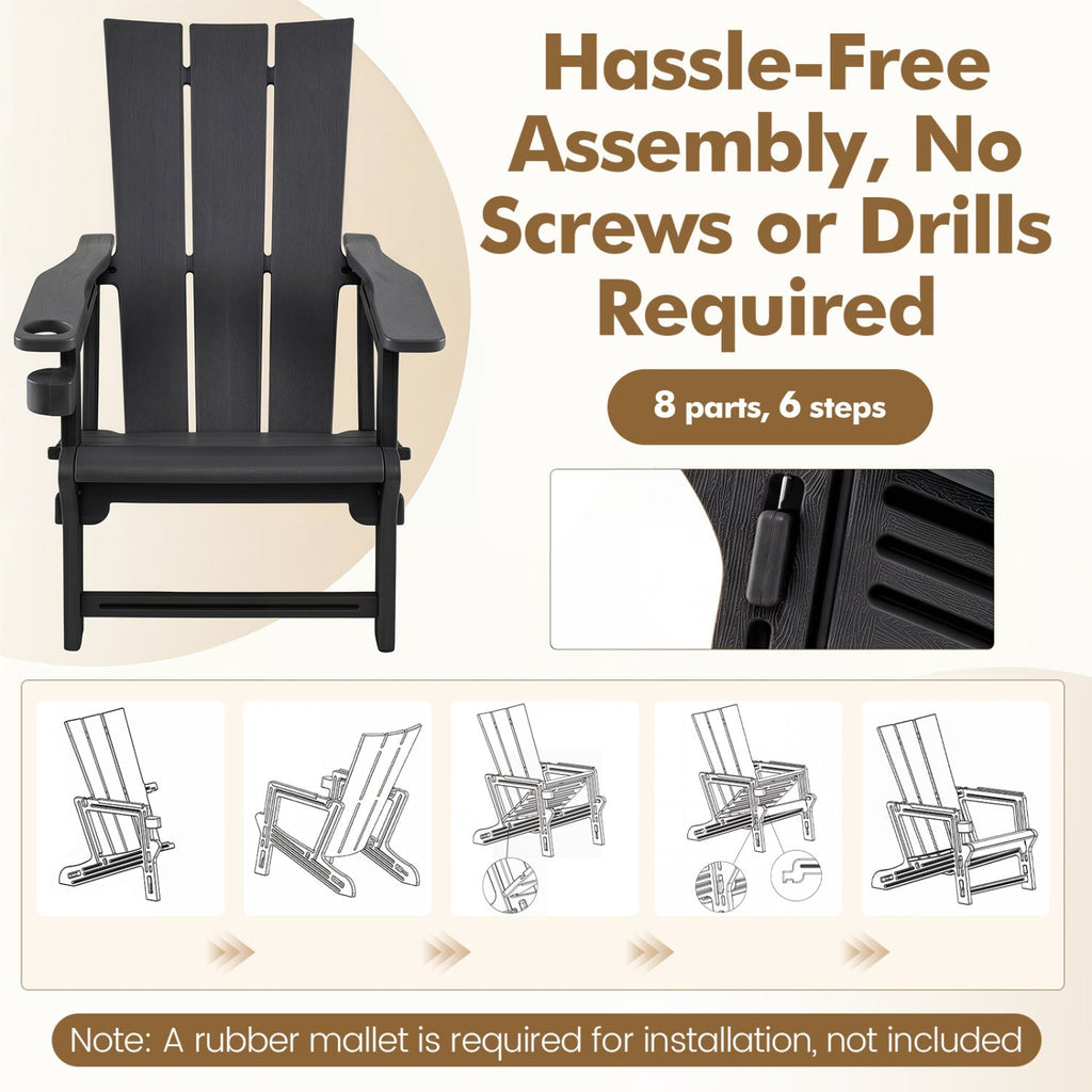 Adirondack Chair with Cup Holder - HDPE Outdoor Seating