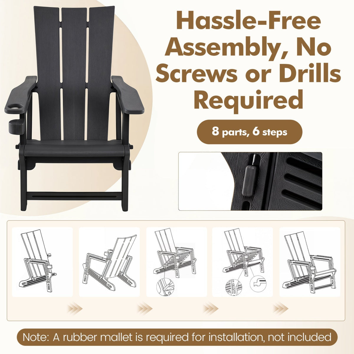 Adirondack Chair with Cup Holder - HDPE Outdoor Seating