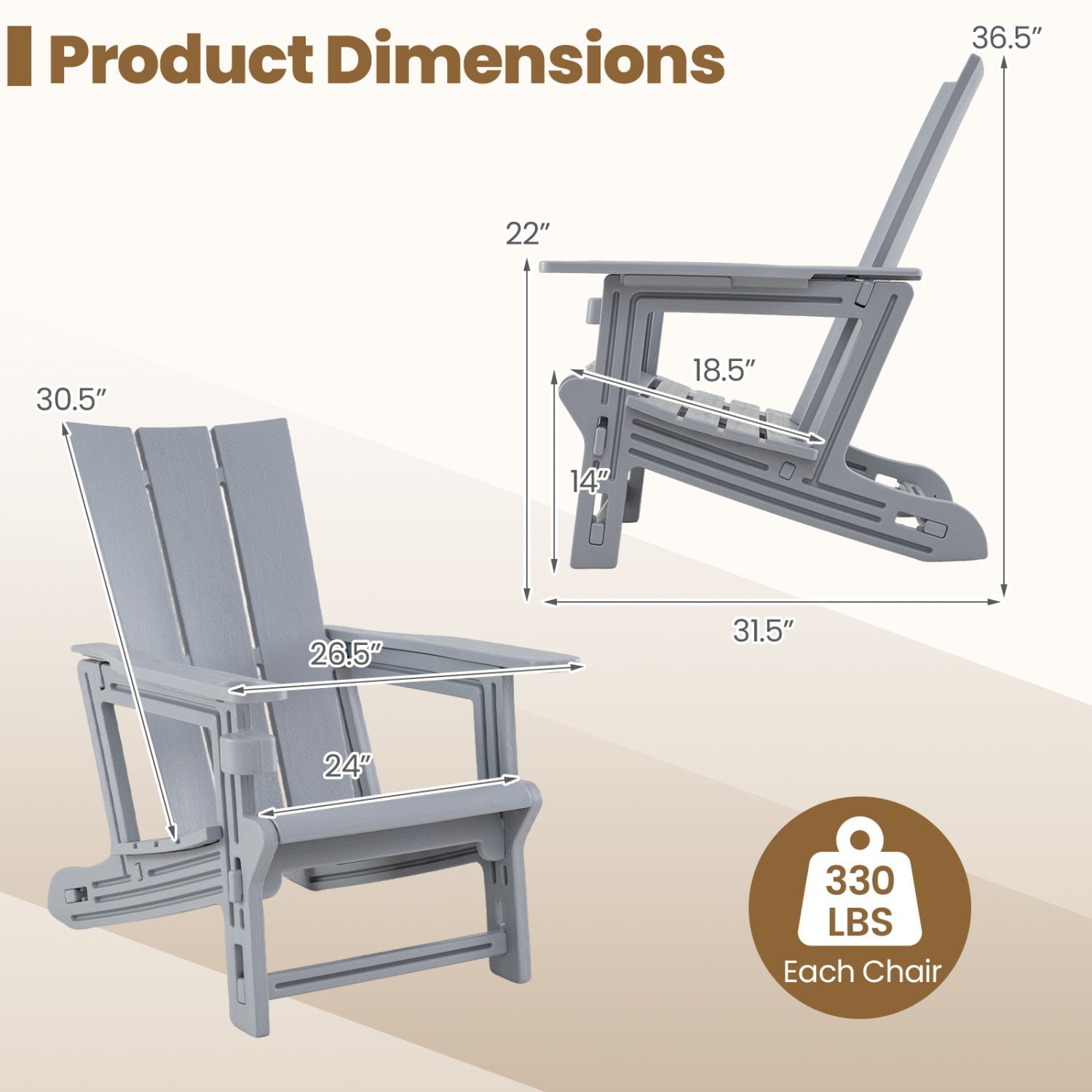 Adirondack Chair with Cup Holder - HDPE Outdoor Seating