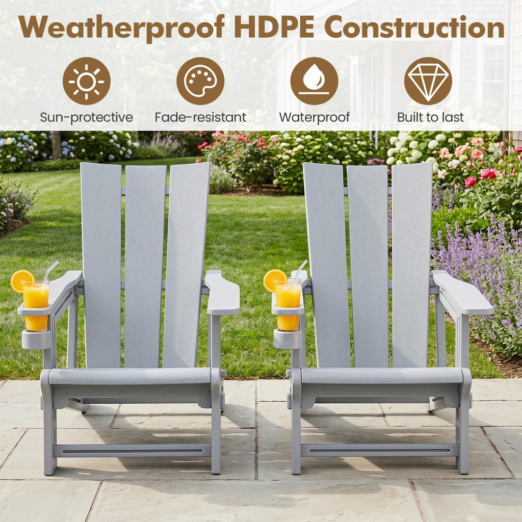 Adirondack Chair with Cup Holder - HDPE Outdoor Seating