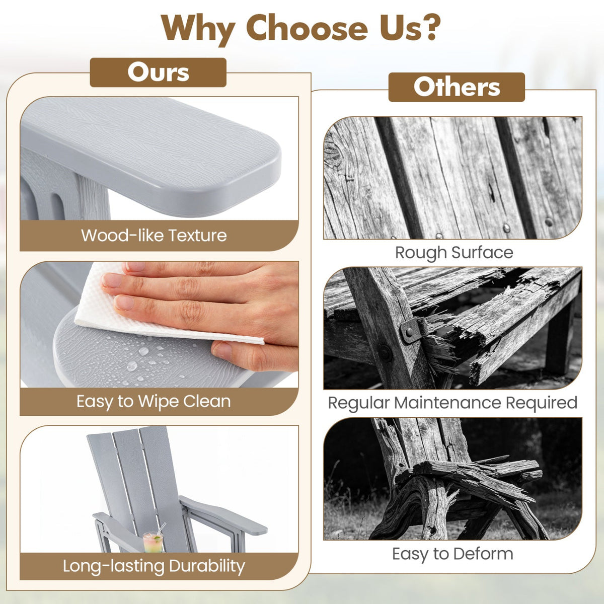 Adirondack Chair with Cup Holder - HDPE Outdoor Seating