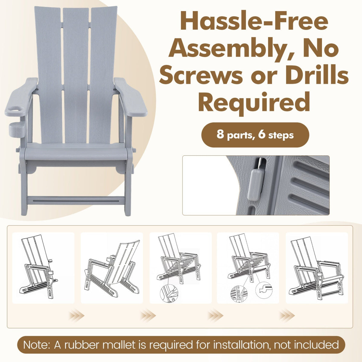 Adirondack Chair with Cup Holder - HDPE Outdoor Seating
