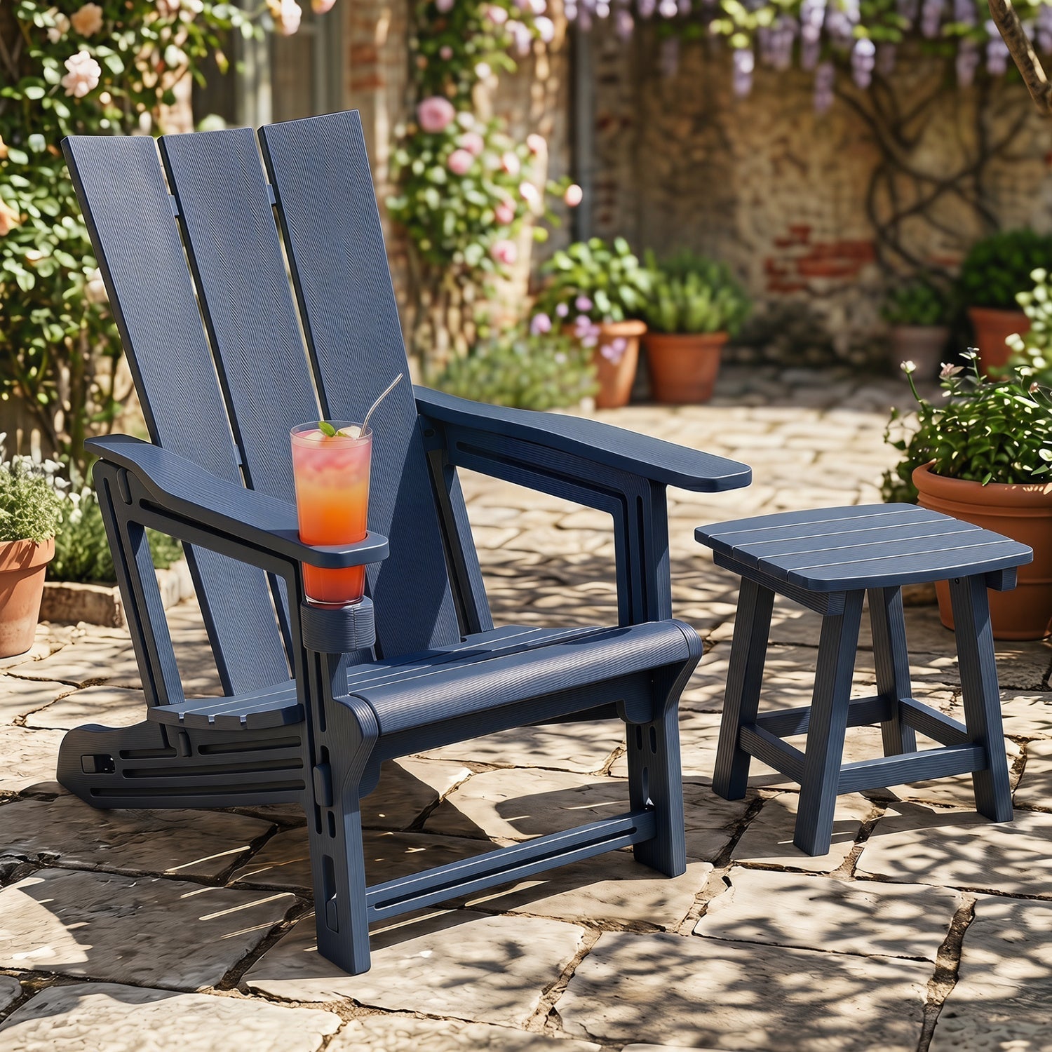 Adirondack Chair with Cup Holder - HDPE Outdoor Seating