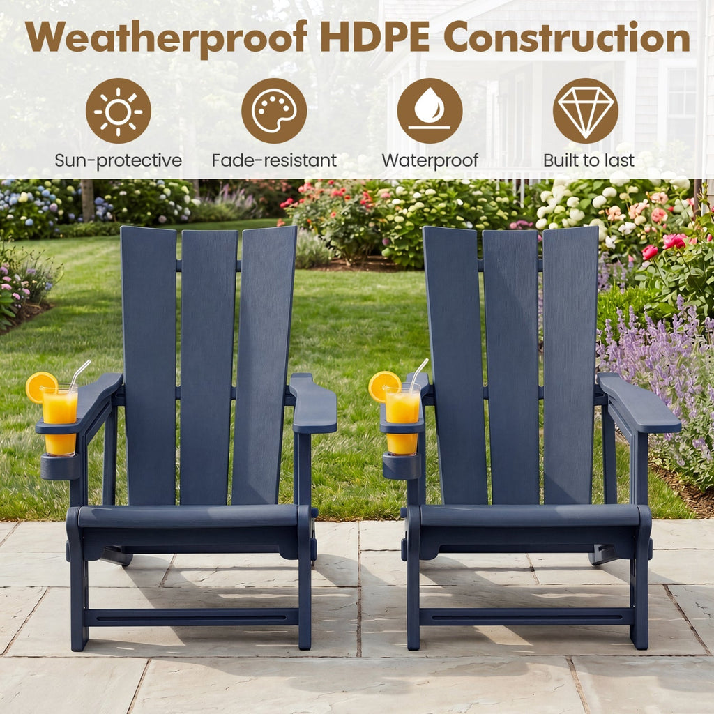 Adirondack Chair with Cup Holder - HDPE Outdoor Seating