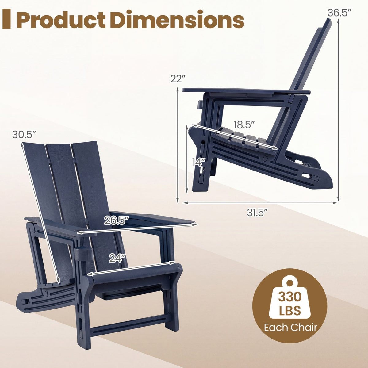 Adirondack Chair with Cup Holder - HDPE Outdoor Seating
