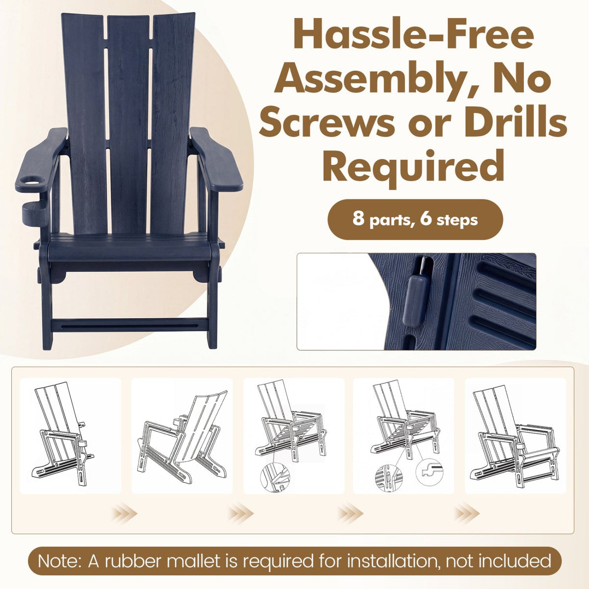 Adirondack Chair with Cup Holder - HDPE Outdoor Seating