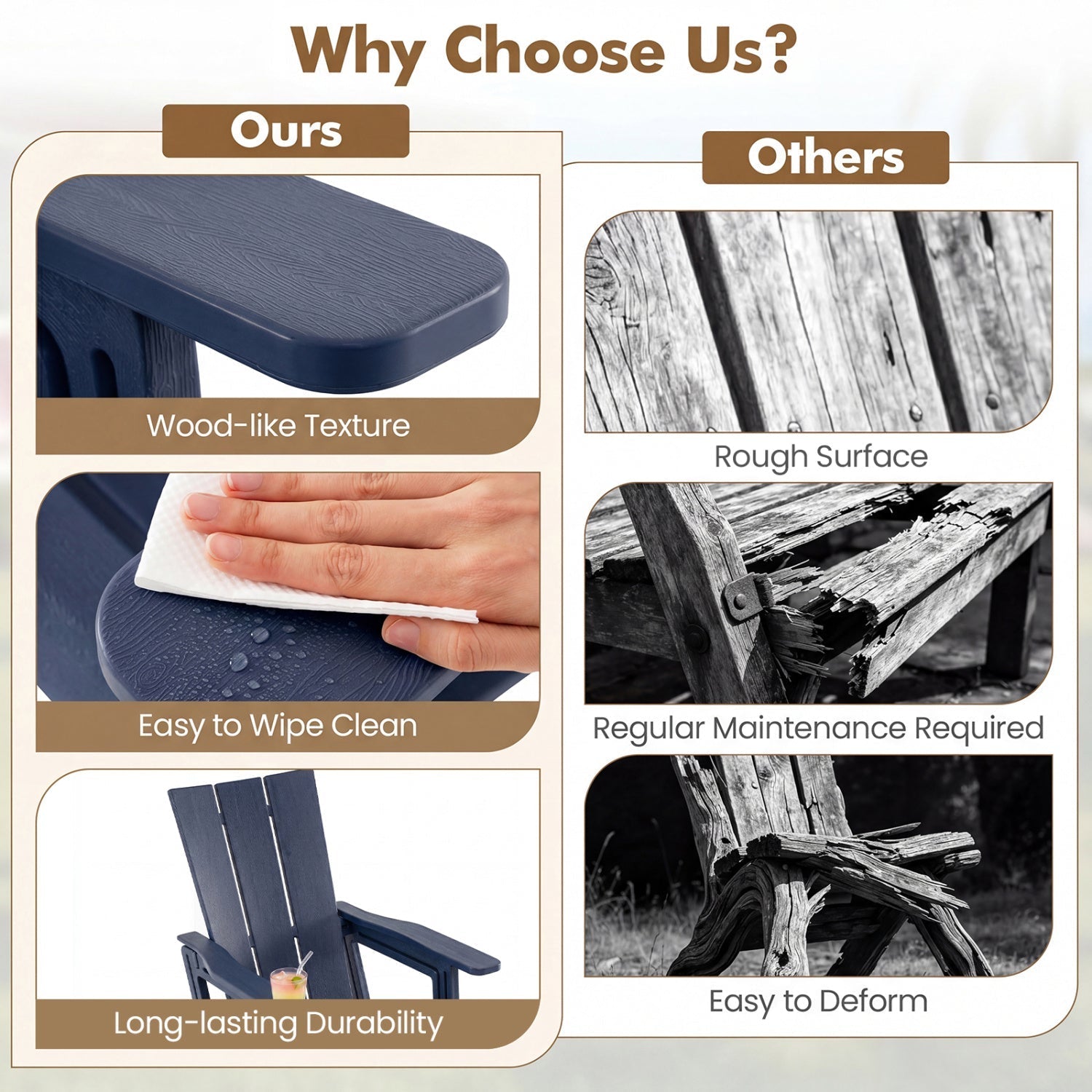 Adirondack Chair with Cup Holder - HDPE Outdoor Seating
