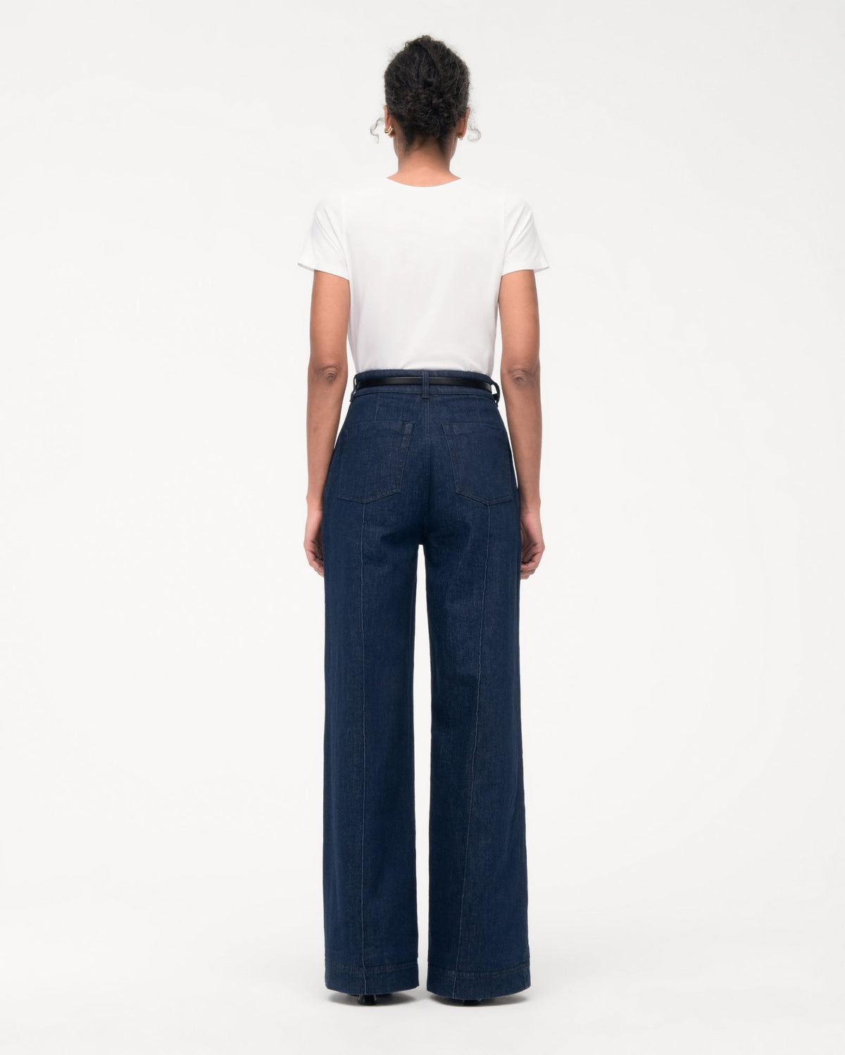 High Waisted Denim Trouser | Dark Wash