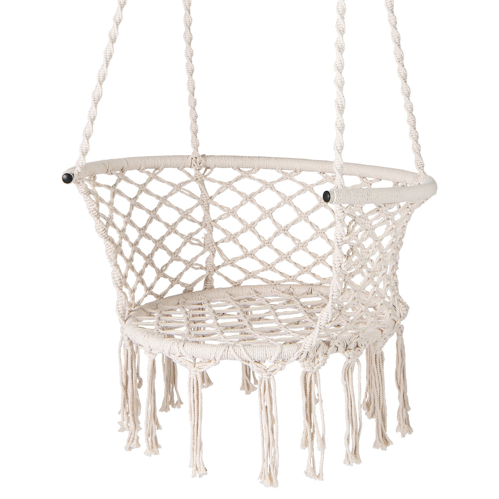 Hammock Chair Macrame Swing Hanging Cotton Rope Chair-Beige