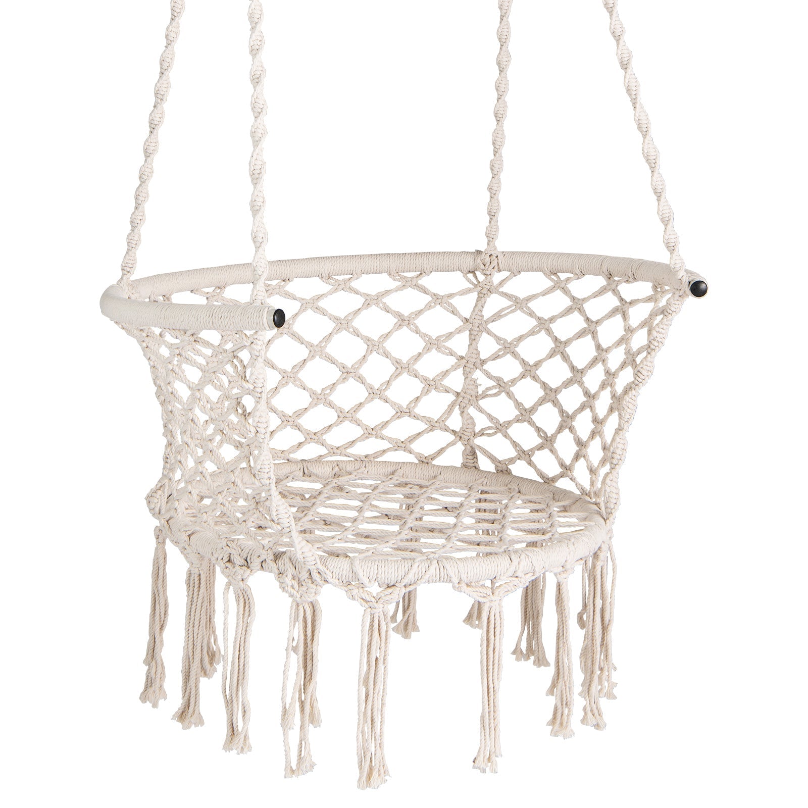 Hammock Chair Macrame Swing Hanging Cotton Rope Chair-Beige
