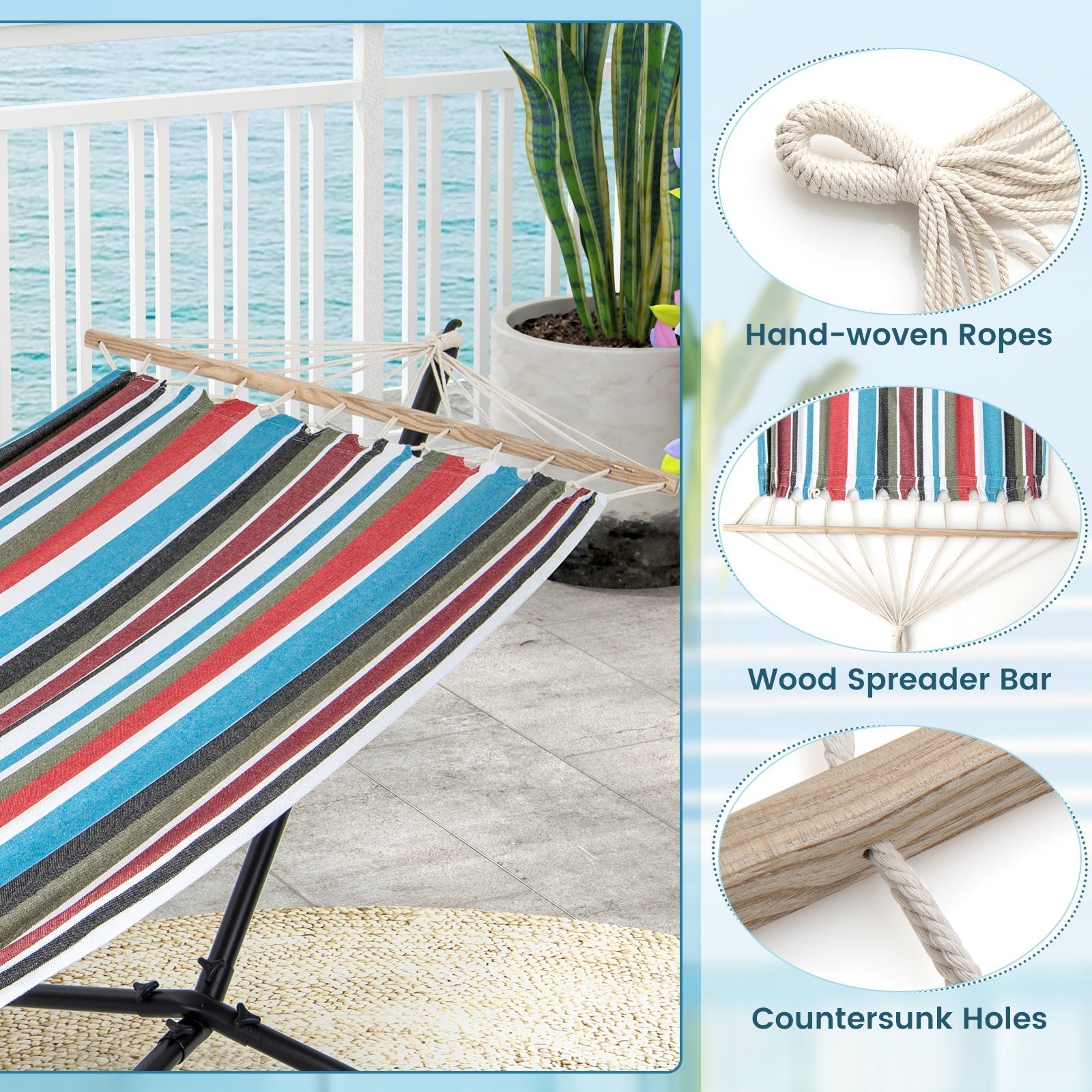 Hammock with Stand and Carrying Case-Multicolor
