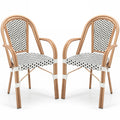 PE Wicker Bistro Dining Chairs Set of 2 - 400 lbs Capacity