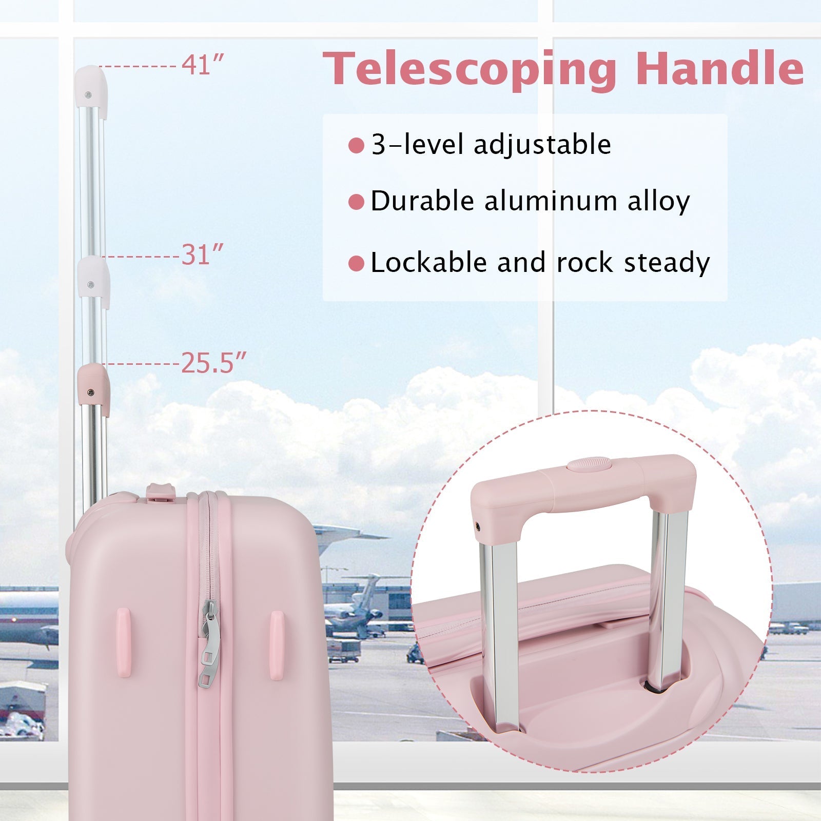 Hardside Luggage with Spinner Wheels with TSA Lock and Height Adjustable Handle