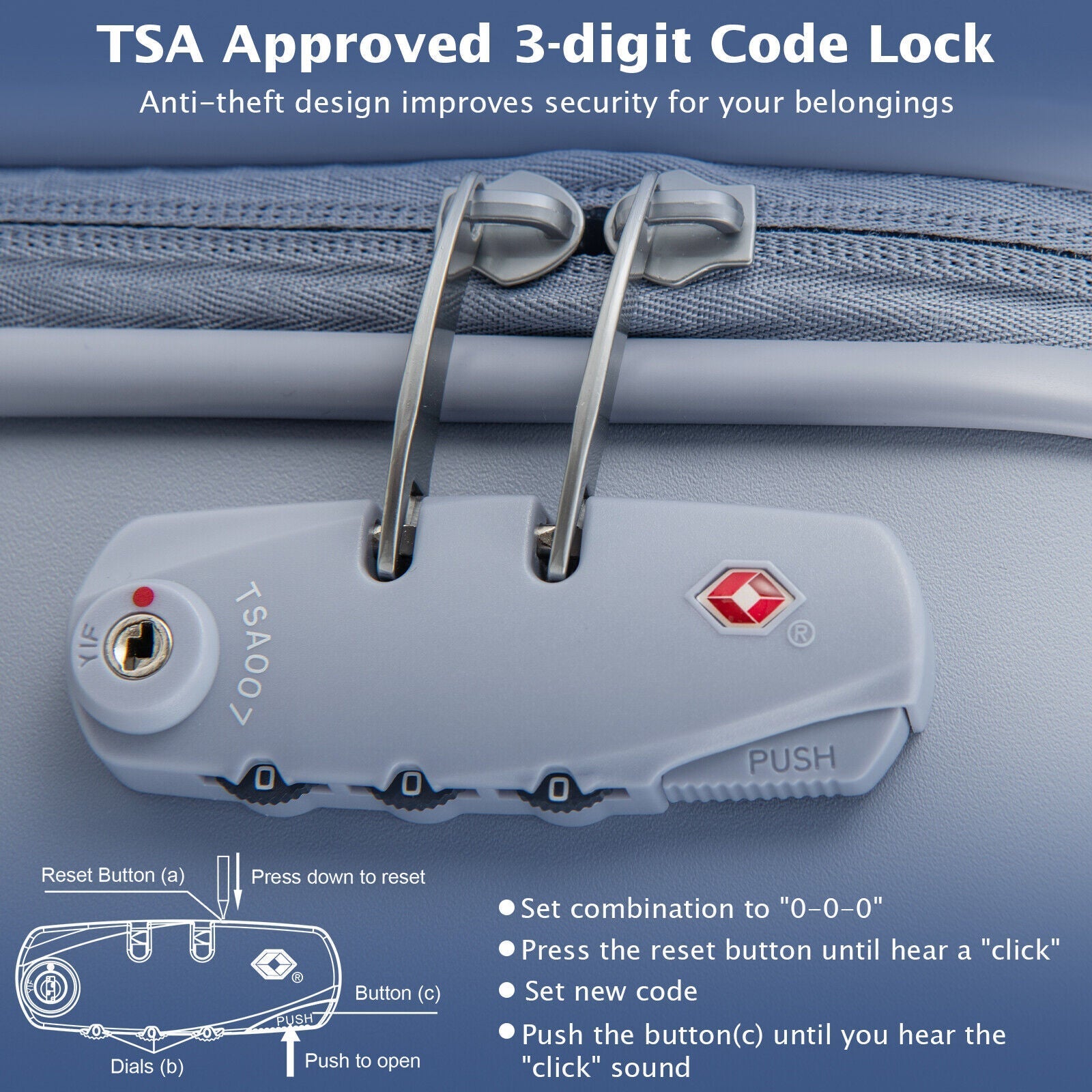 Hardside Luggage with Spinner Wheels with TSA Lock and Height Adjustable Handle