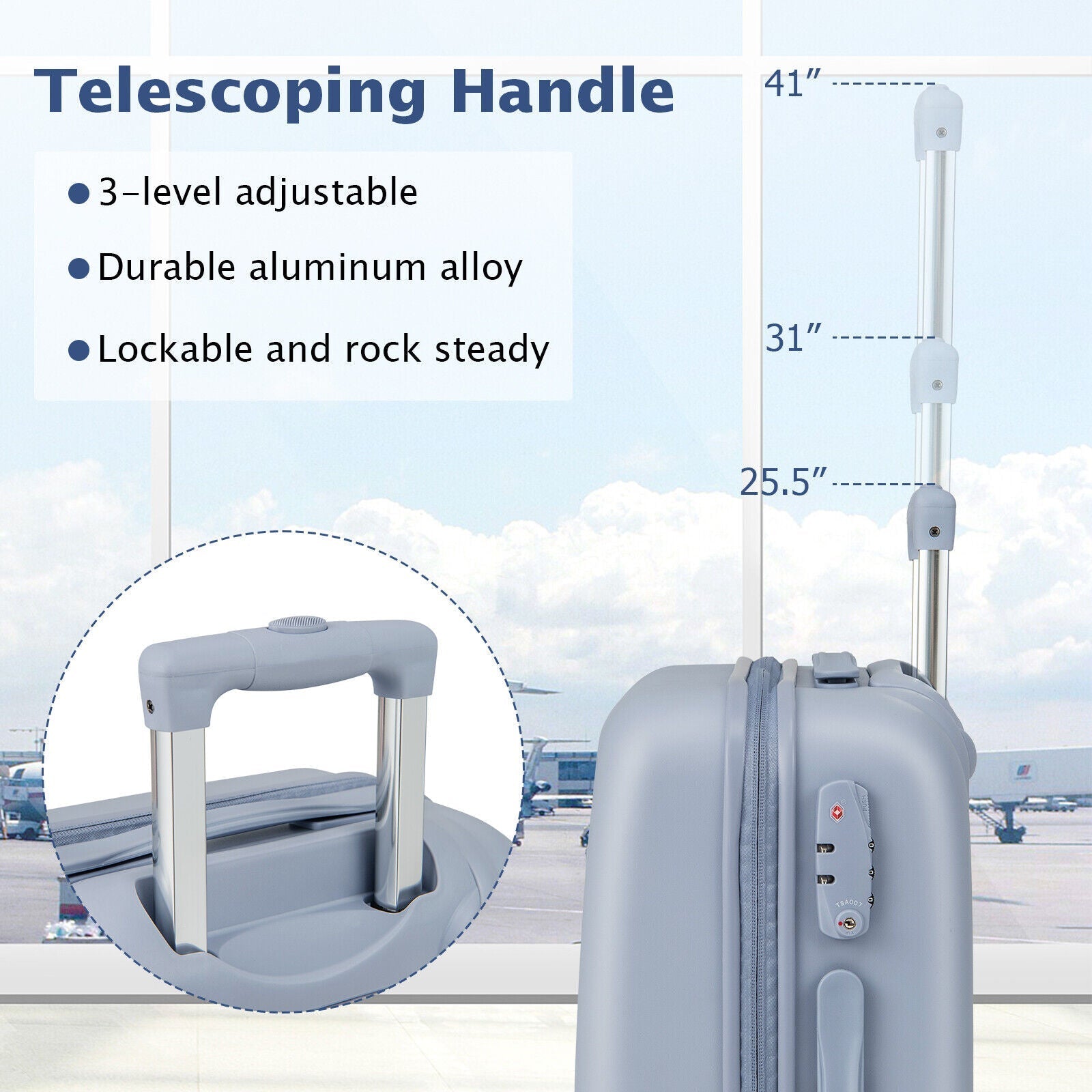 Hardside Luggage with Spinner Wheels with TSA Lock and Height Adjustable Handle