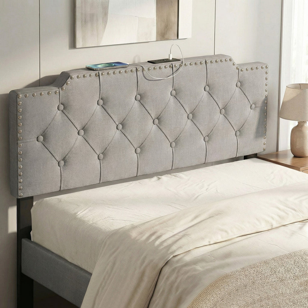 Headboard for Queen and Full Size Bed Rivet Tufted Upholstered Head Board