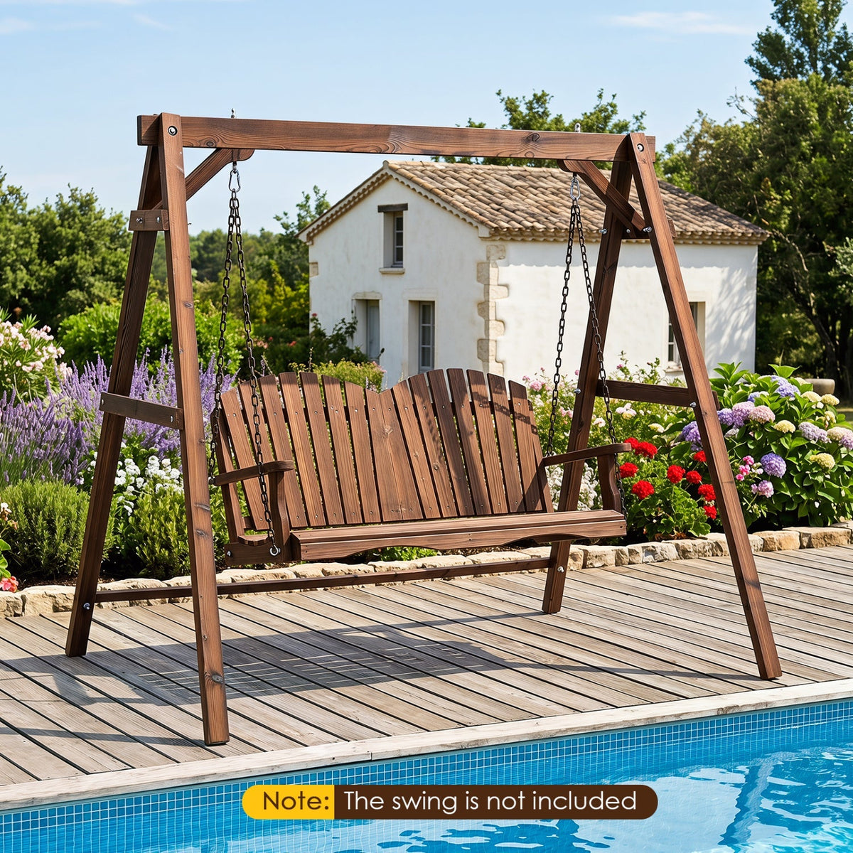 Carbonized Fir Wood Swing Frame with 880 lb Capacity