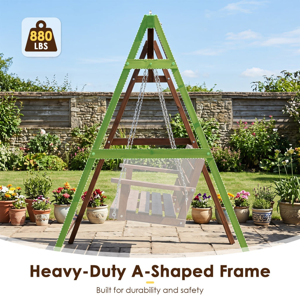 Carbonized Fir Wood Swing Frame with 880 lb Capacity