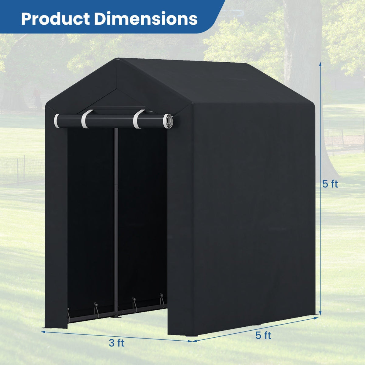 Portable Storage Shed with Roll-Up Zipper Door