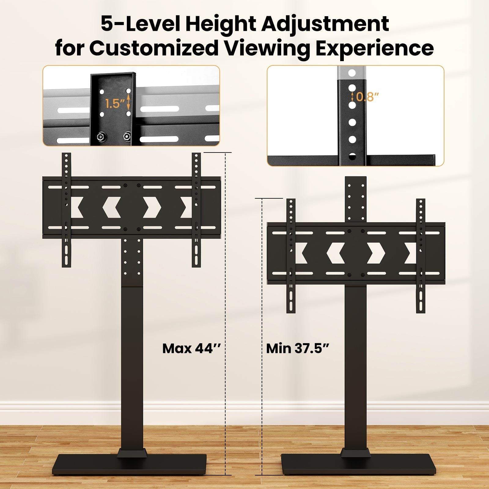 Height Adjustable Floor TV Stand with AV Shelf for 32-70 Inch TVs