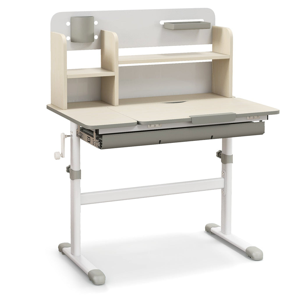 Height Adjustable Kids Study Desk with Tilt Desktop for 3-12 Years Old