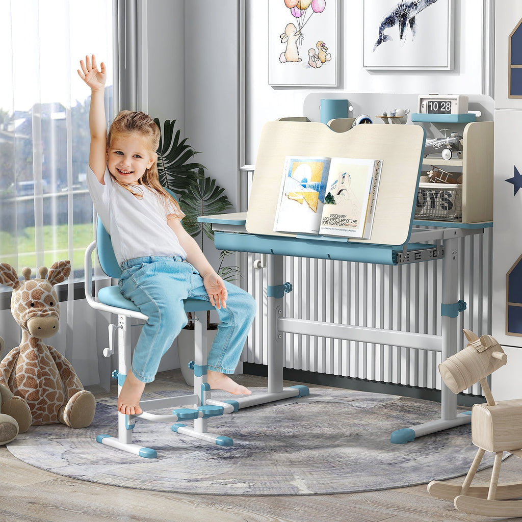 Height Adjustable Kids Study Desk with Tilt Desktop for 3-12 Years Old
