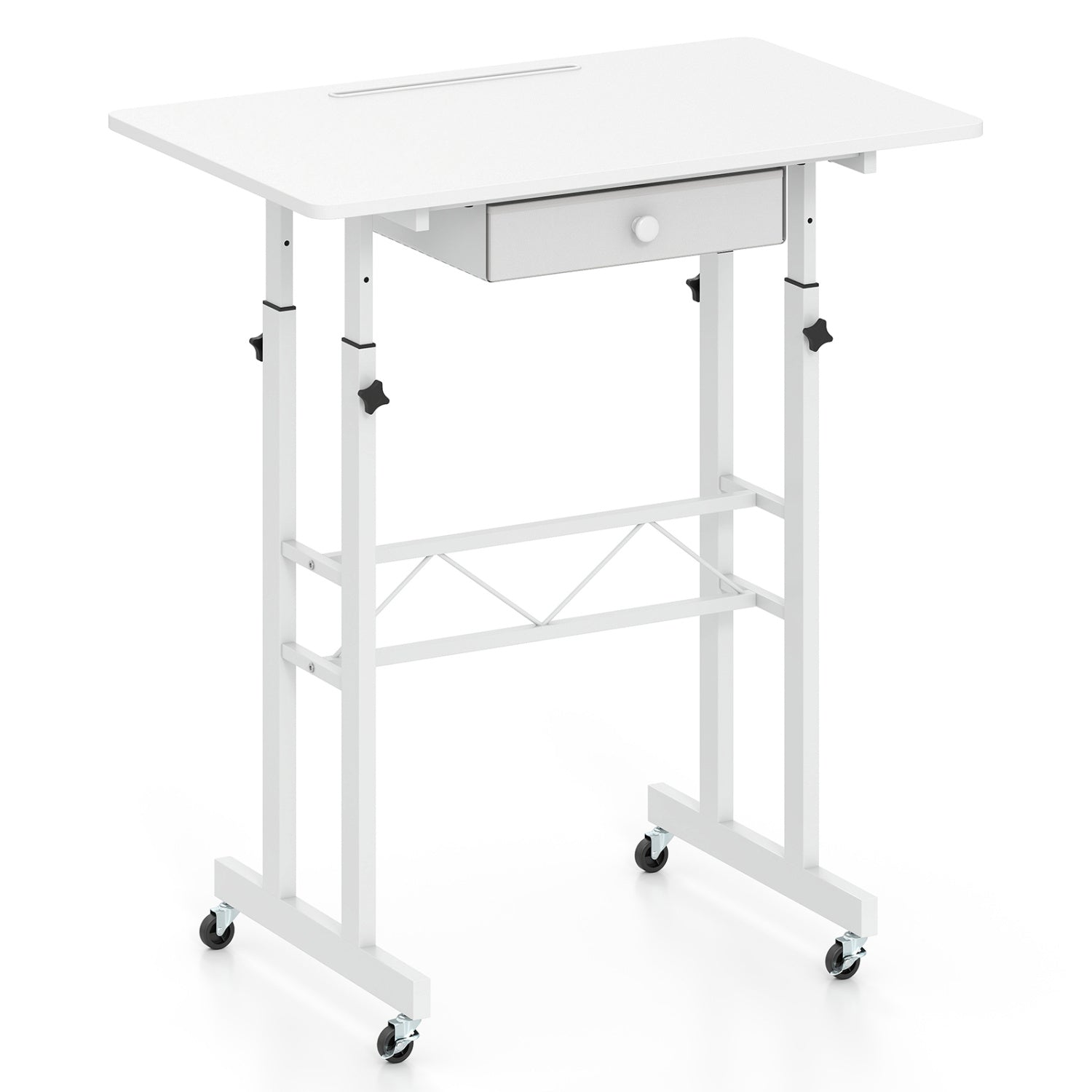 Height Adjustable Standing Desk with Wheels & Drawer