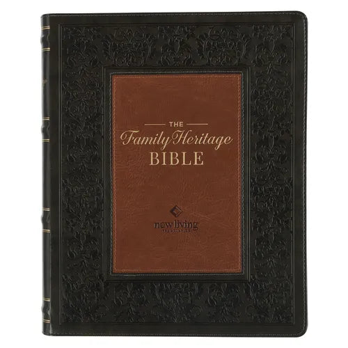 NLT Family Heritage Bible, Large Print Family Devotional Bible for Study, New Living Translation Holy Bible Faux Leather Flexible Cover, Additional In - Leather