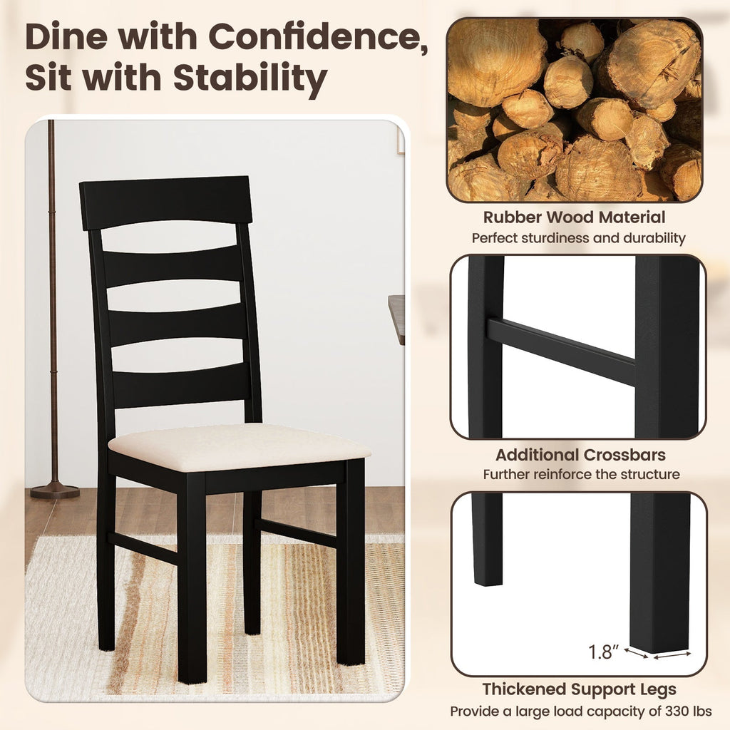 High Back Dining Room Chairs Set of 2 with Padded Seat-Black