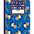 Primary Composition Notebook: Cute Panda with Bamboo Sticks Kindergarten Composition Notebook - Paperback