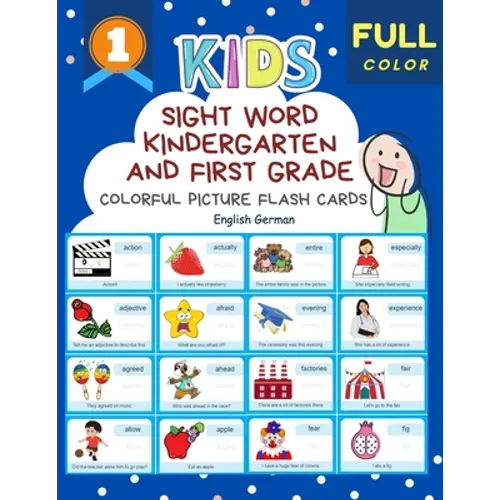 Sight Word Kindergarten and First Grade Colorful Picture Flash Cards English German: Learning to read basic vocabulary card games. Improve reading com - Paperback