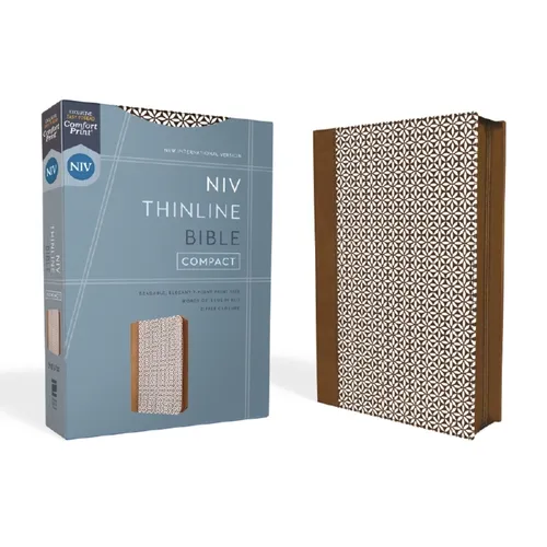 Niv, Thinline Bible, Compact, Leathersoft, Brown/White, Zippered, Red Letter, Comfort Print - Imitation Leather