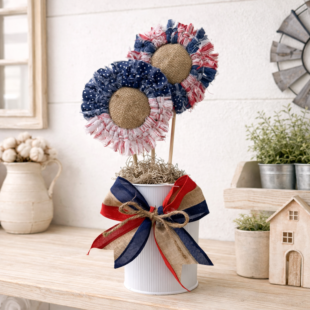 American Flag Fabric Flowers