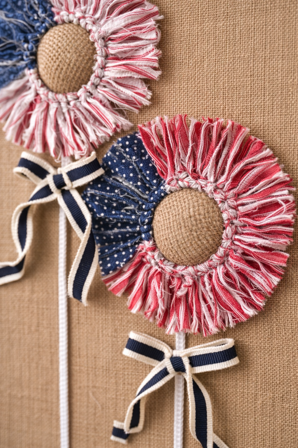 Patriotic Burlap Flower Wall Decor