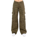 Curvy High Waist Wide Leg Pocket Cargo Pants- RJH30589P
