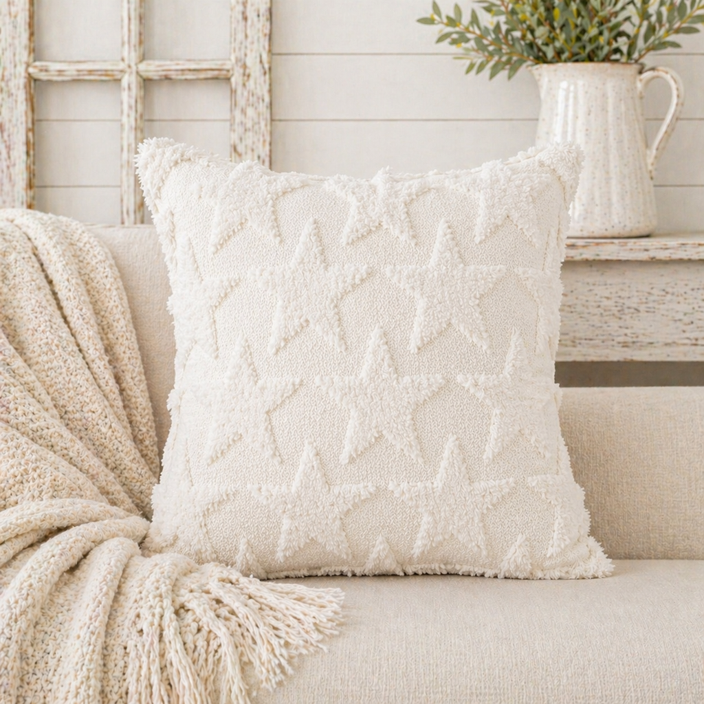 Embroidered Star Pillow