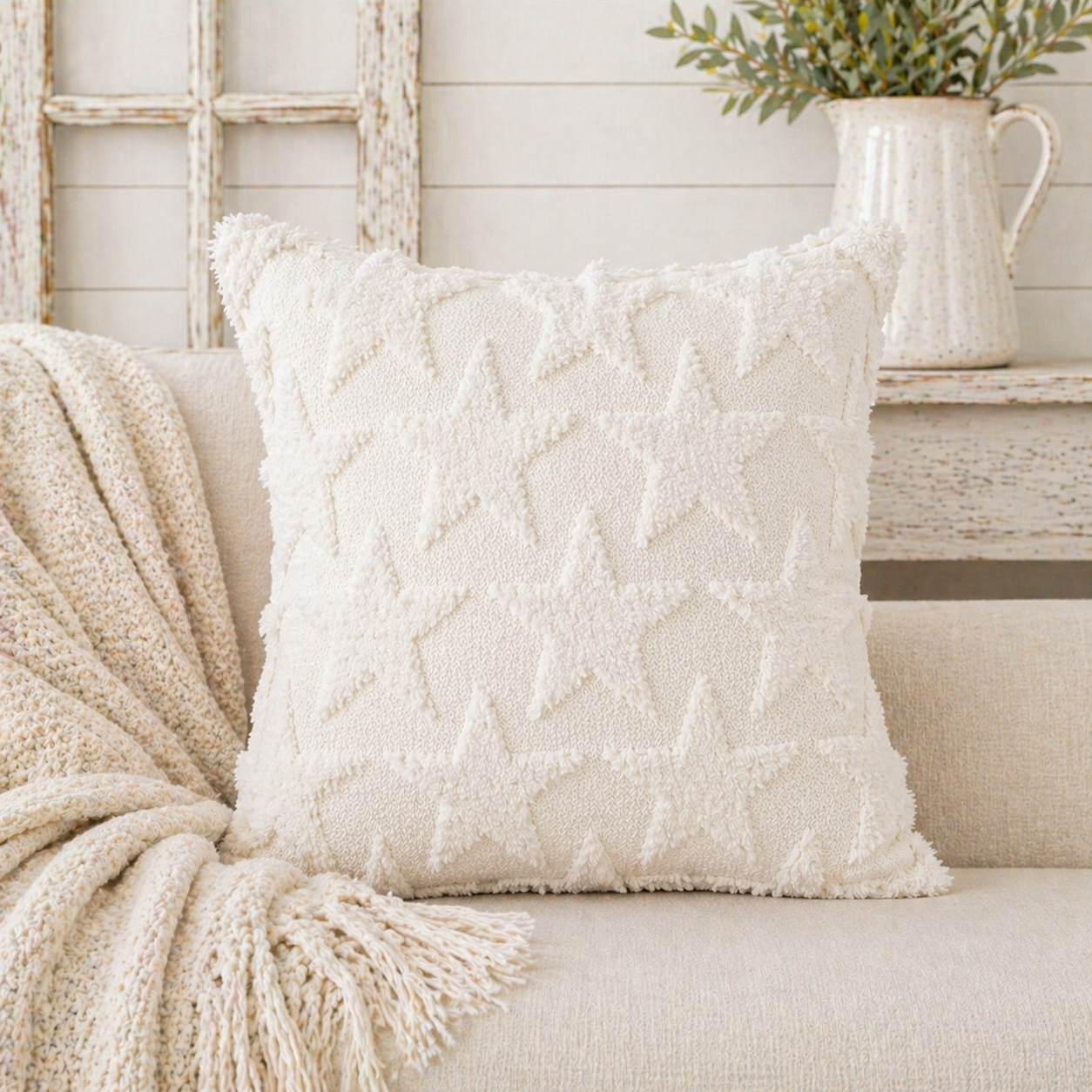 Embroidered Star Pillow