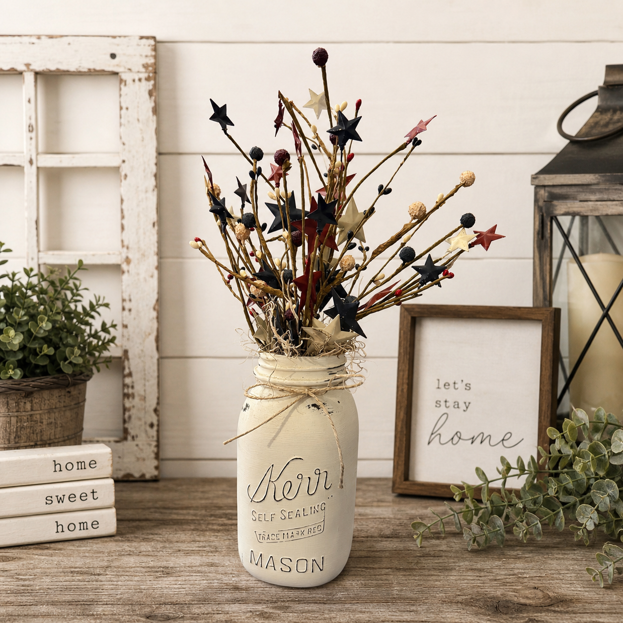 Americana Starburst Mason Jar